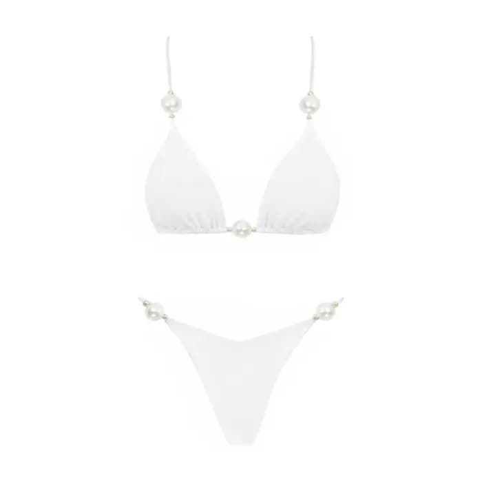 Perle 3 pièces Bikini ensemble 2025 Bandeau Biquini femmes Sexy maillot de bain Push Up maillots de 
