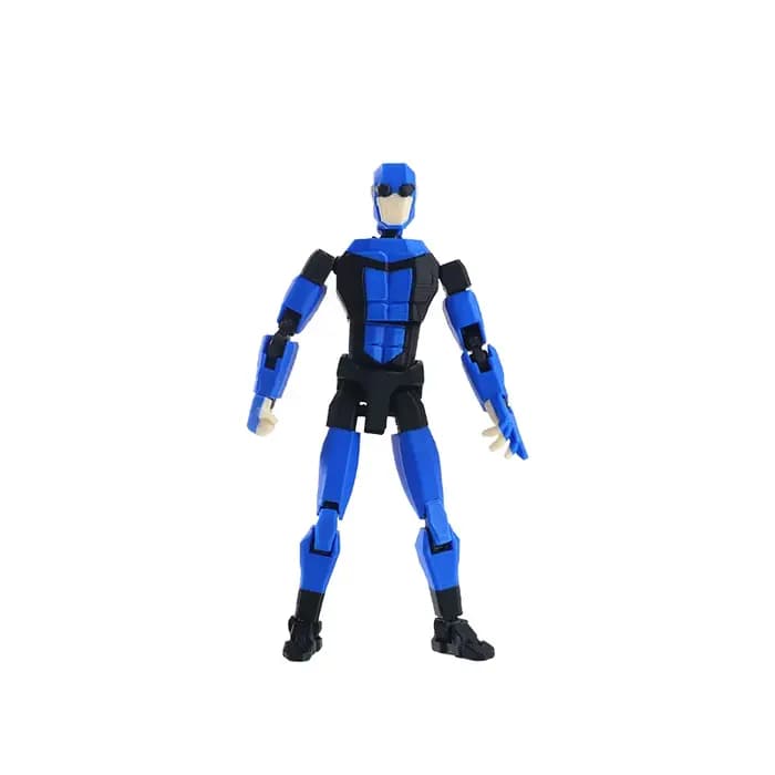 Figurine de héros invincible à articulations mobiles imprimée en 3D, style rayé, avec marque de pris