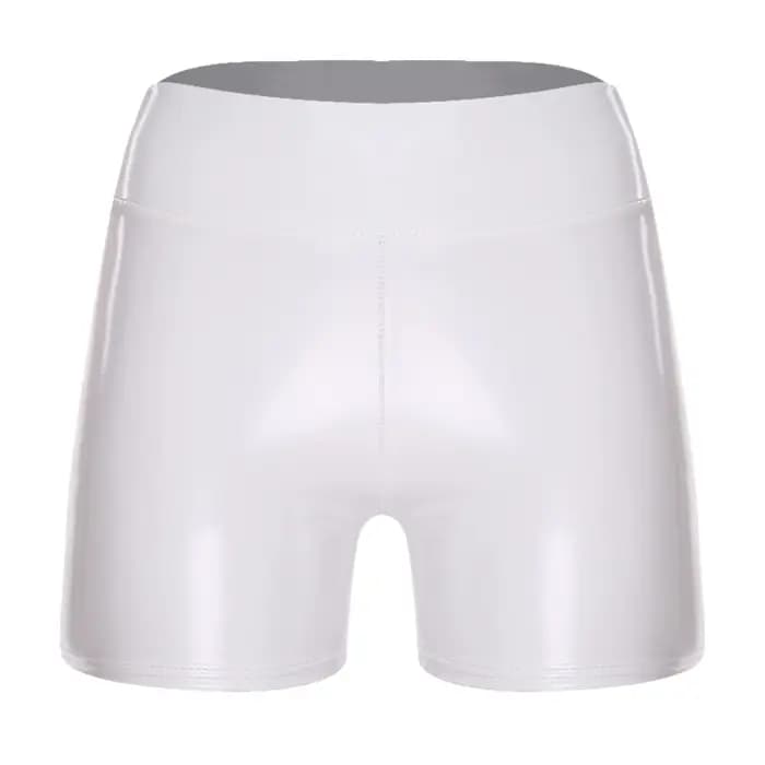 Shorts en PU effet mouillé pour femme, taille haute, extensibles, moulants, brillants, coupe coquine