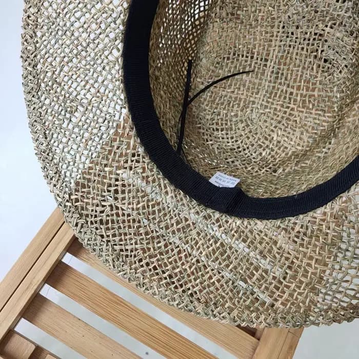 Chapeau de plage en paille fait à la main pour femmes, casquette d'été Panama, mode Concave plate, v