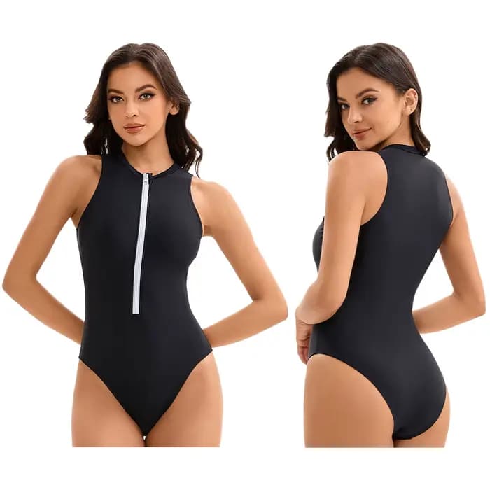 Combinaison de natation athlétique une pièce pour femme, maillot de bain sport, couleur unie, fermet