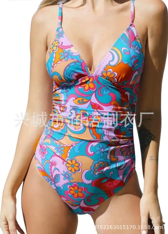 Maillot de bain sculptant amincissant avec contrôle du ventre, décolleté plongeant en V, push-up, un