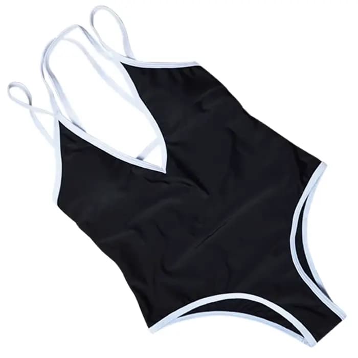 Maillot de bain une pièce sexy pour femmes, ensemble bikini noir, vêtements de plage