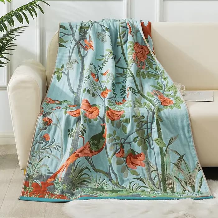 Grande Serviette de Bain en Gaze de Coton, Motif Floral Tissé, pour la Maison, Spa, Sauna, Douche, 1
