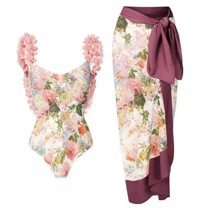 Maillot de bain une pièce à fleurs, sexy, décolleté en v profond, monokini, pour femmes, vêtements d