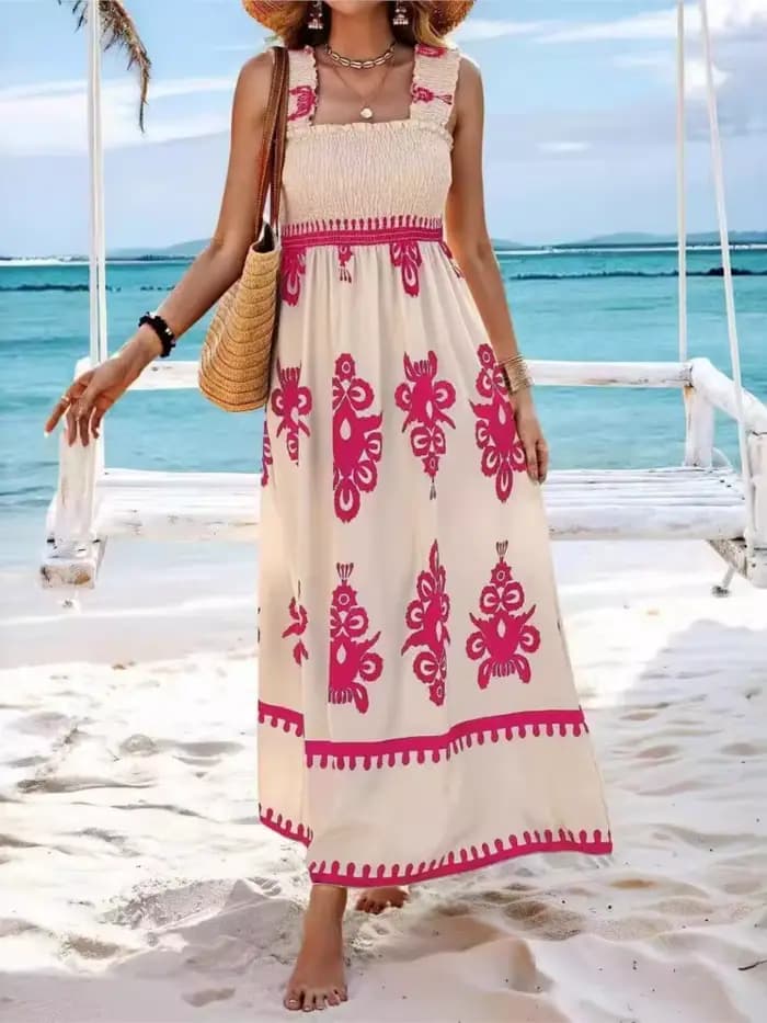 Robe de plage à bretelles sexy pour femmes, robe d'été de vacances, mode d'été, imprimé, poitrine él