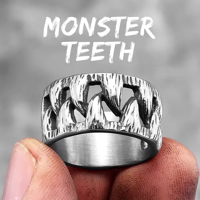 Bagues en acier inoxydable pour hommes, dents de bête, monstre démon, Punk, hip hop, Unique, tendanc
