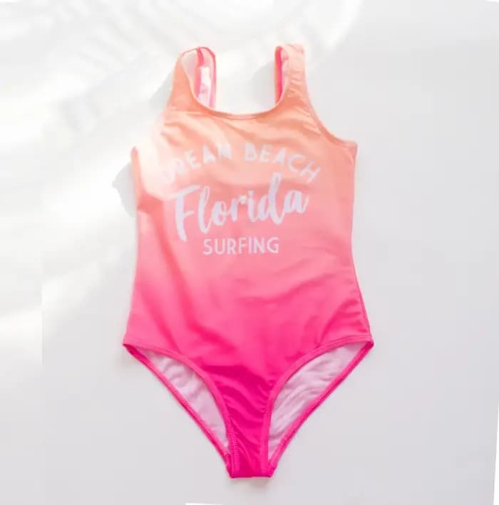 Maillot de bain une pièce pour adolescentes, imprimé lettres, brillant, tenue de natation, tendance,