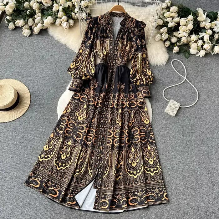 Robe de Palais à Manches sulfpour Femmes, Chemises Trapèze à Simple Boutonnage, Élégantes, Impressio