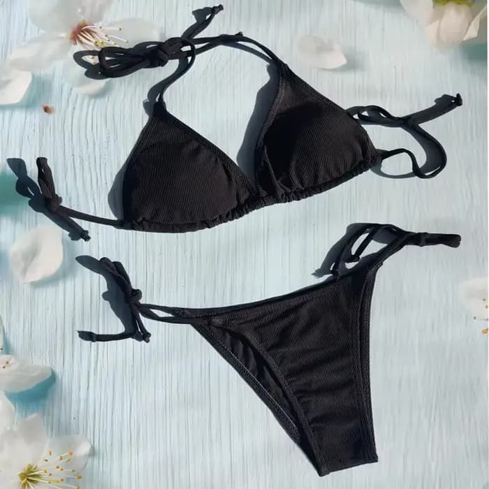 Maillot de bain à lacets pour femmes, bikini sexy, solide, document, mode brésilienne, 2023