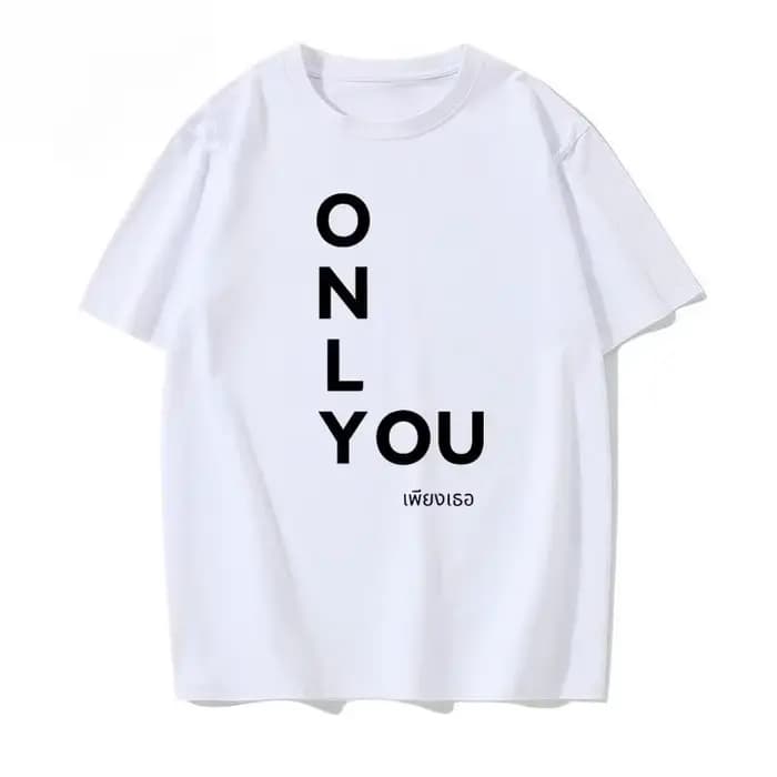 T-shirt à manches courtes imprimé en anglais, col rond, tendance, avec l'inscription 'Only You LingO