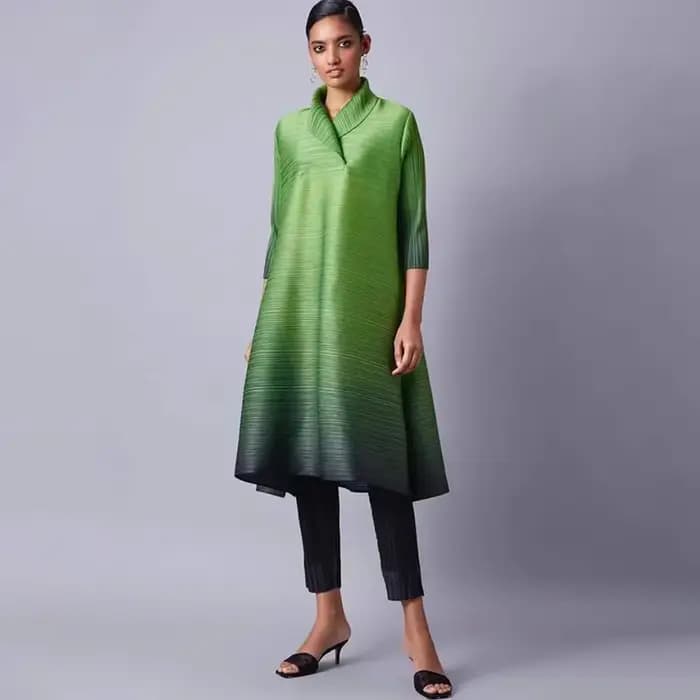 Robe plissée Ata Yake pour femme, grand imprimé, tempérament décontracté, robe éducative, printemps,