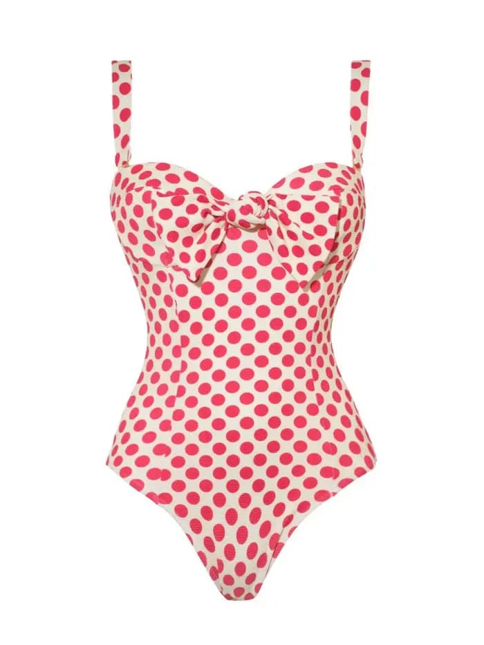 Maillot de bain une pièce imprimé pois pour femmes, jupe de plage, style brésilien, vêtements de pla