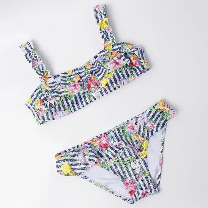 Maillot de bain 2 pièces pour petites filles, imprimé, pour enfants de 3 à 10 ans, vêtements de plag
