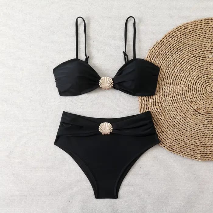 Maillot de bain deux pièces taille haute pour femme, ensemble bikini bandeau tendance, style brésili