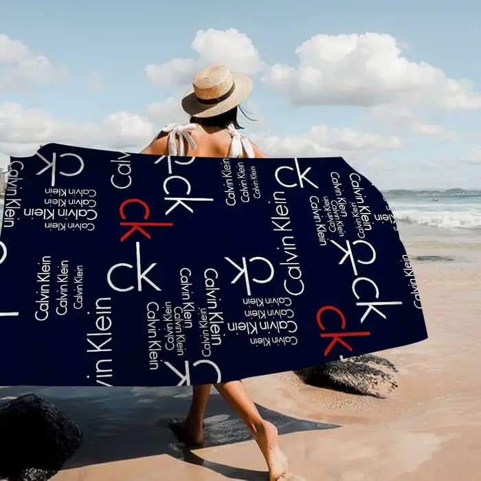 Serviette de plage C-Calvin LOGO K-Klein, serviettes de bain colorées pour filles, microfibre, sécha