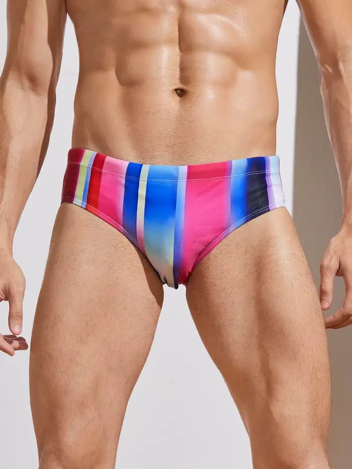 Short de bain sportif pour hommes, coupe triangle, imprimé à motifs géométriques, séchage rapide, ad