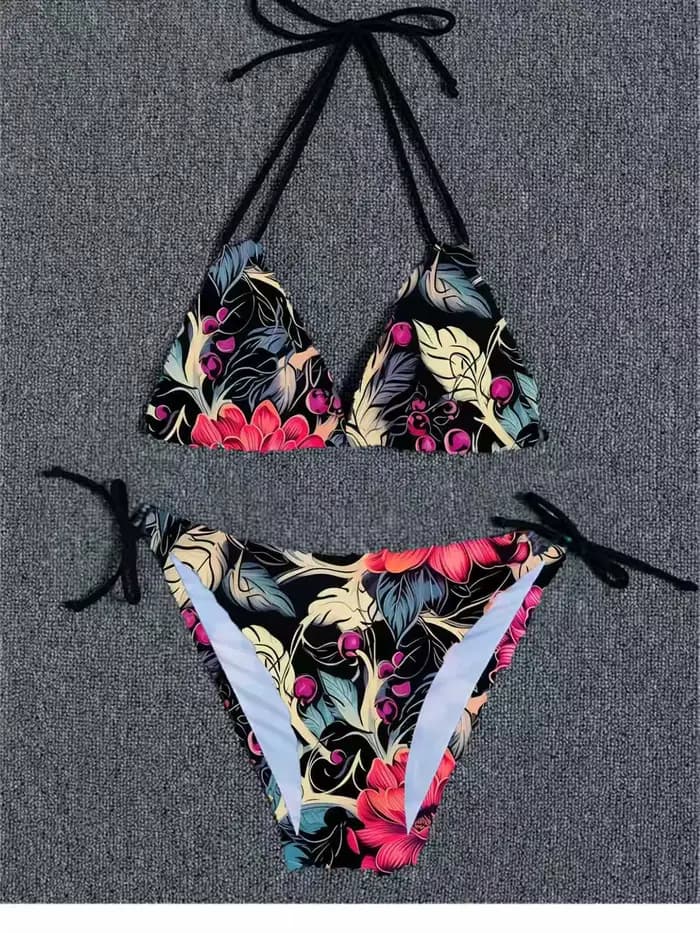 Sexy imprimé fleuri Bikini ensemble femmes maillot de bain deux pièces maillots de bain Triangle mai