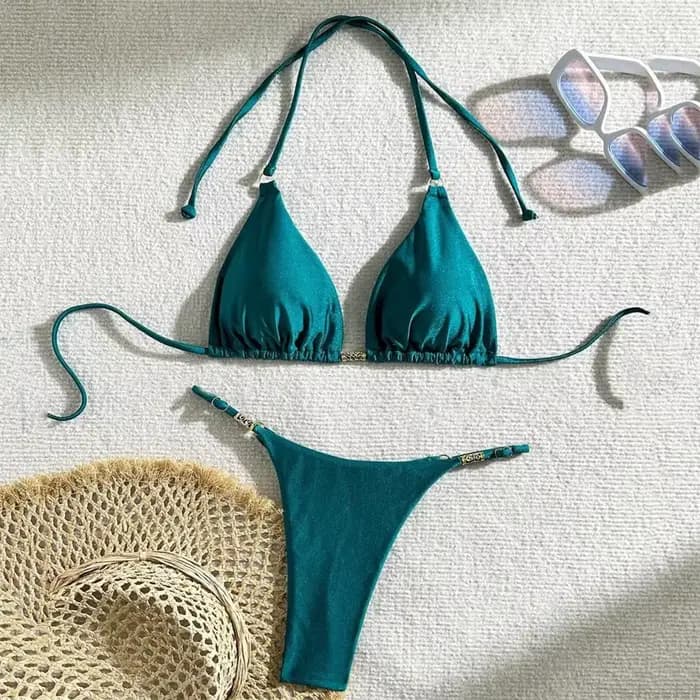 Maillots de bain unis licou String Triangle Bikinis ensembles Micro String 2026 Sexy maillot de bain