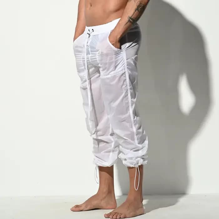Maillot de bain Transparent pour hommes, Bermuda de plage, pantalon de Surf, en Nylon à séchage rapi