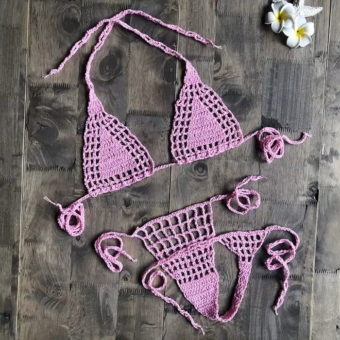 CROCHET BIKINI-Maillot de bain mini en coton pour femme, micro string, bikini astronomique, sexy, cr