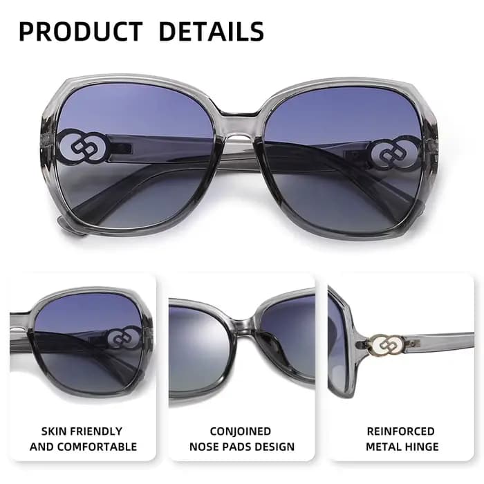 Lunettes de soleil polarisées à grande monture pour femmes, verres de styliste de marque pour dames,