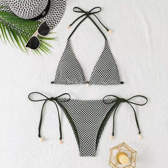 Sexy Bikini ensembles Micro Triangle string deux pièces maillots de bain femmes maille Biquini licou