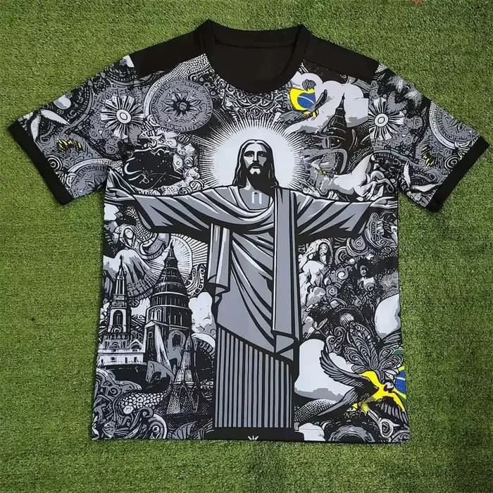 Maillot de football édition spéciale Brésil été, noir et gris, pour homme, femme, adulte, enfant, t-