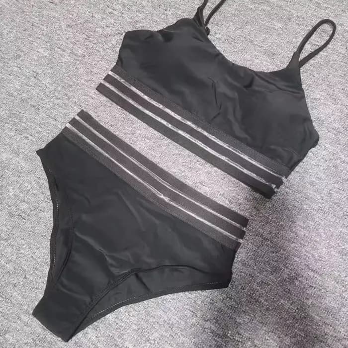 Maillot de bain noir à bretelles pour femmes, Bikini, petite poitrine fendue, sources chaudes europé