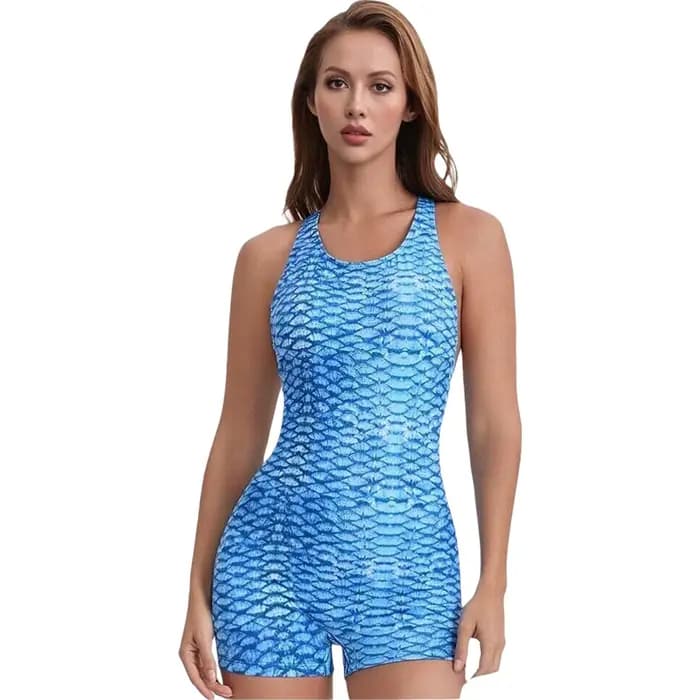 Maillot de bain une pièce moulant imprimé pour femme, dos croisé, idéal pour la natation et les acti