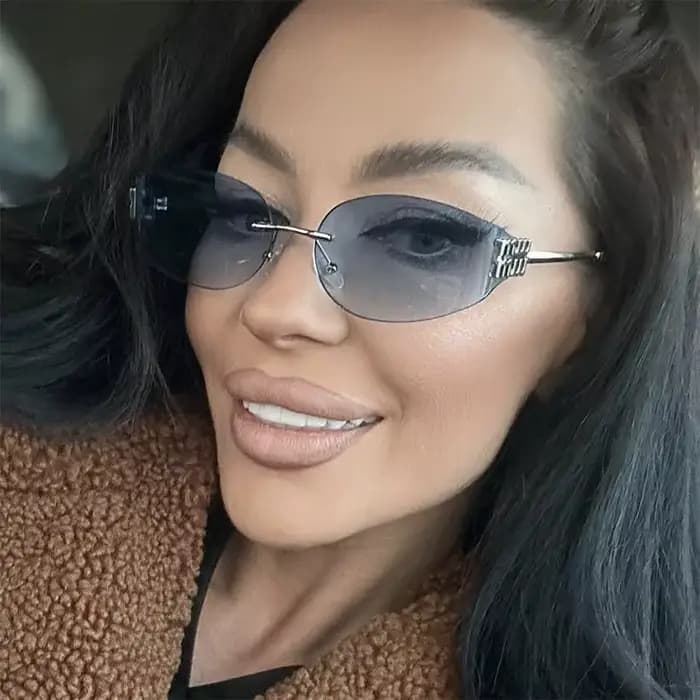Lunettes de soleil ovales sans bords pour femmes, UV400, verres noirs dégradés surdimensionnés, mont