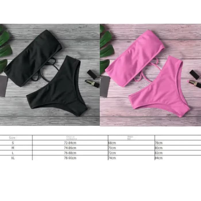 Mode sans bretelles Bikini ensemble Sexy réglable maillot de bain dos nu taille haute maillot de bai