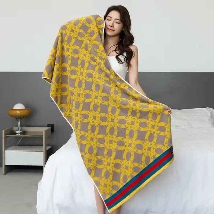 Serviette de bain en pur coton, color-block, épaissie pour une sensation premium, absorbante et dura