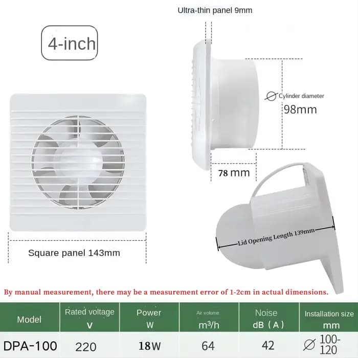 4/6/8 pouces extracteur ventilateur ventilateur d'échappement ventilateur d'air haute vitesse salle 