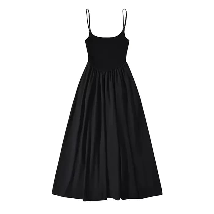 Robe midi rétro Hepburn à col en U en jersey, avec empiècements plissés et froncés, style corset tai
