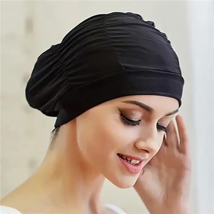 Bonnet de bain unisexe pour femmes et filles aux cheveux longs, extensible, taille unique, en nylon 