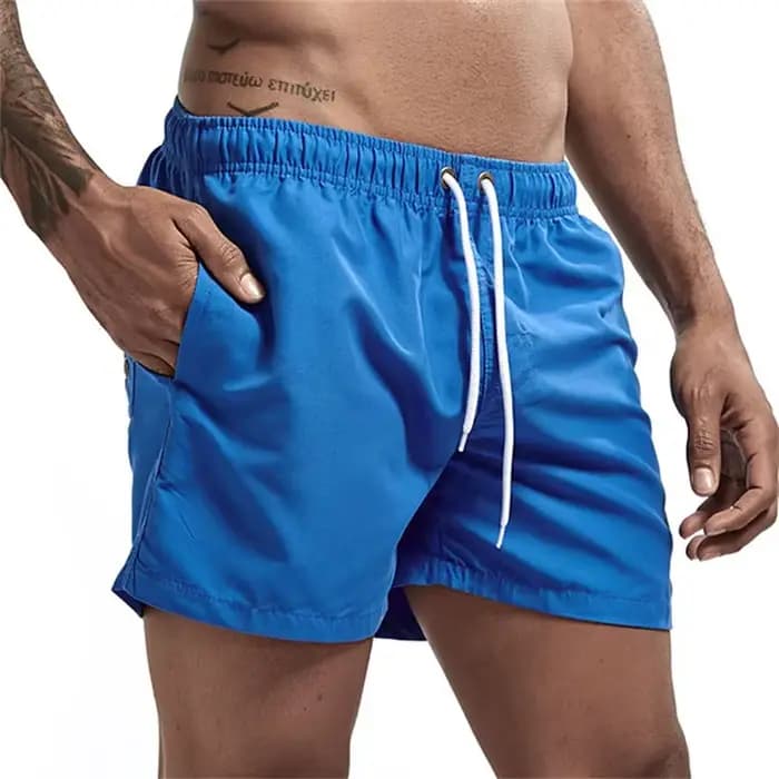 Shorts de bain pour hommes avec doublure en maille, poches latérales, shorts de plage unis, séchage 