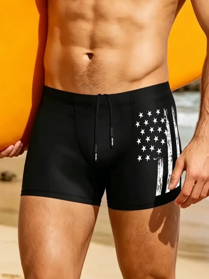 Shorts de bain pour hommes avec motifs sportifs audacieux, tissu extensible à séchage rapide, idéal 