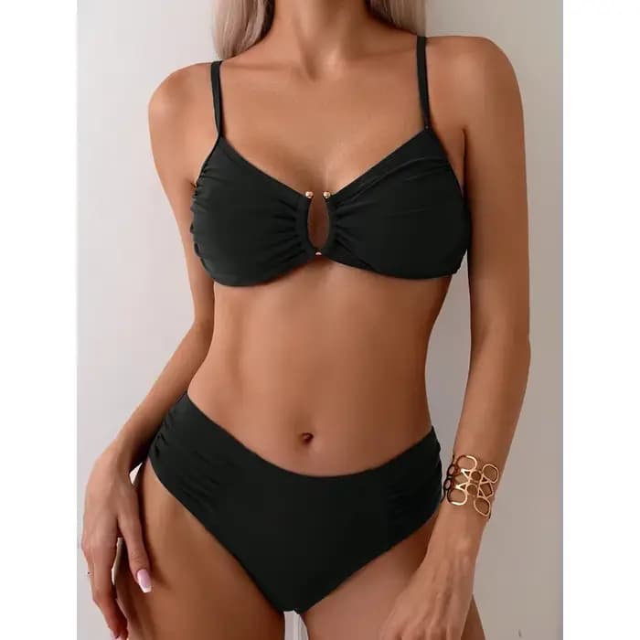 Maillot de bain deux pièces pour femme, bikini sexy, taille haute, ensemble de bikini, maillot de ba