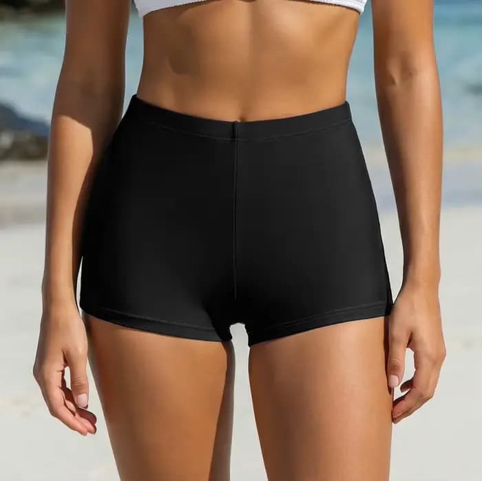 Anfilia Short de bain pour femme, short de bain extensible, bas de tankini uni, bas de maillot de ba