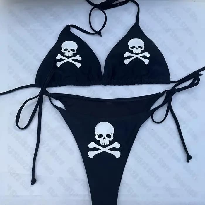 Punk Skull Goth Bikini, Emo Girl Sexy, Crop Top, Vêtements gothiques, Accessoires Harajuku