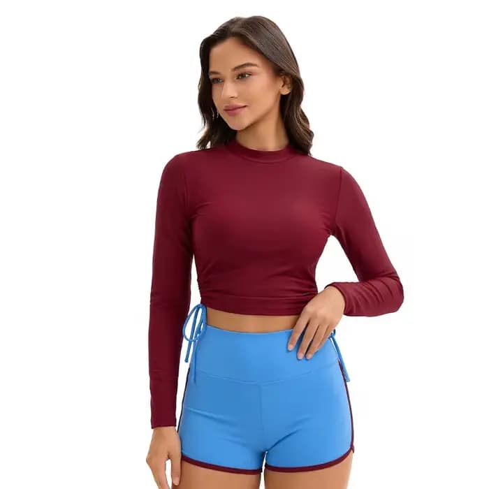 Maillots de bain à manches longues pour femmes, ensemble deux pièces, col montant, protection anti-U