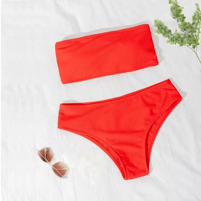 Mode sans bretelles Bikini ensemble Sexy réglable maillot de bain dos nu taille haute maillot de bai