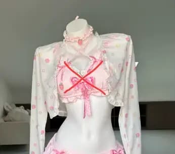 Nouveau Maillot de Bain Une Pièce Femme Été 2026, Motif Fraise Mignon, Nœud et Oreilles de Lapin, po