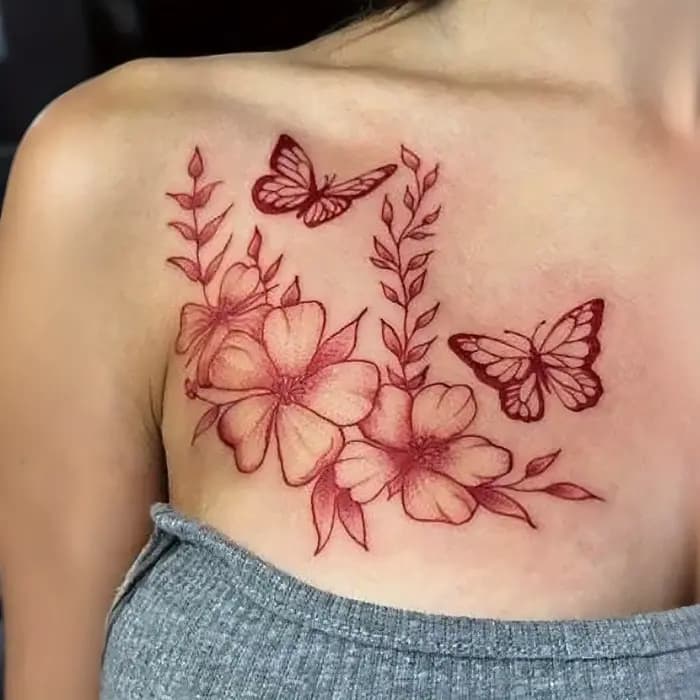 Autocollants de tatouage temporaire fleur papillon, faux tatouages imperméables, derniers 2-5 jours,