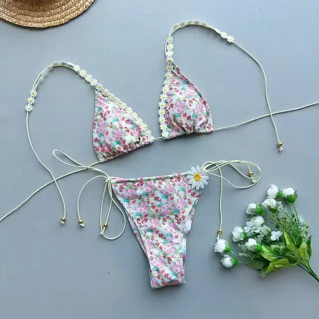 Bikinis 2026 – Maillot de bain sexy pour femme, ensemble bikini fleuri, maillot de bain à volants, t