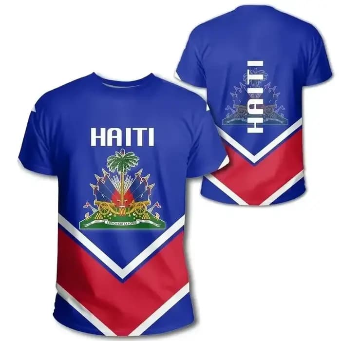 T-shirt de sport respirant à séchage rapide pour hommes et femmes, imprimé 3D drapeau de l'île d'Haï