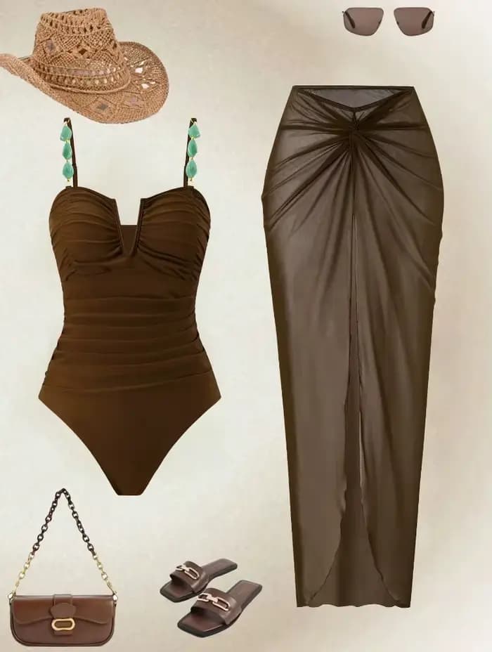 Nouvelle Collection 2026 : Maillot de Bain Une Pièce Amincissant avec Robe de Plage Intégrée pour Fe