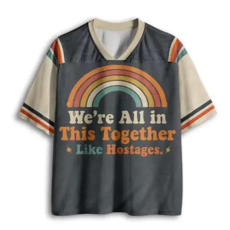 T-shirt de football ample à col en V en maille multicolore avec imprimé slogan drôle et sarcastique 