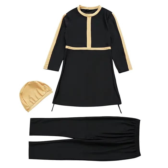 Maillot de Bain Islamique Modeste pour Bol aniques, Burkini, Ensemble 3 Pièces pour Enfants Musulman